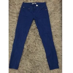 Blue mid rise skinny jeans